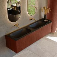 Badmeubel Mondiaz Kurve | 175 cm | Meubelkleur Ruby | Wastafelkleur Urban | Solid surface | Dubbel / Links spoelbak | Zonder kraangat(en)