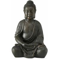 Deco by Boltze Boeddha beeld Zen - kunststeen - antiek donkergrijs - 32 x 26 x 50 cm   -