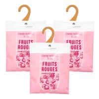 Geurzakjes Rood Fruit - 3x - met ophanghaak - geurkaartjes/luchtverfrisser