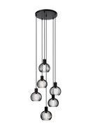 Lucide MIKAELA - Hanglamp - Ø 35 cm - 6xE14 - Zwart