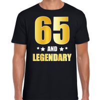 65 and legendary verjaardag cadeau t-shirt goud 65 jaar zwart voor heren - thumbnail