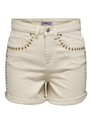 Only Onljosephine Stret Emb Shorts Azg Dnm Cs Korte Broeken Ecru Emb