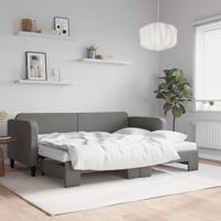 Slaapbank onderschuifbed matrassen 80x200 cm stof donkergrijs