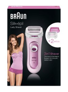 Braun Silk-épil Lady Shaver 5-360 Roze - 3in1 Elek Scheerapparaat, Trimmer En Scrubsysteem Met Snoer