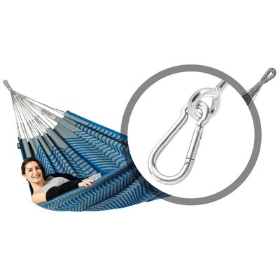 Tweepersoons hangmat met bevestiging - 350x160cm - Blauw - 160kg draagkracht- 100% katoen - binnen & buiten