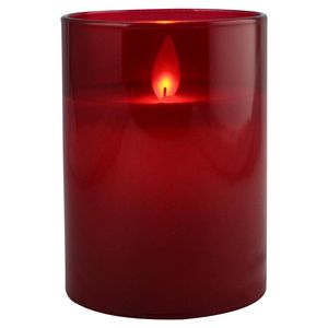 LED kaars wax glas 10cm tango rood - Magic Flame