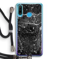 Zwart marmer: Huawei P30 Lite Transparant Hoesje met koord