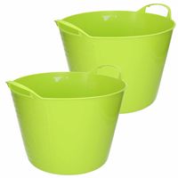 Flexibele emmer - 2x - groen - 15 liter - kunststof - 35 x 29 cm