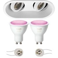 Philips Hue LED Spot Set GU10 - Kantelbaar Ovaal Inbouw - Mat Wit
