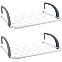 MSV Inklapbaar wasgoedrekje - 2x - klein droogrek - 3 meter waslijn - Ophangbaar - 34 x 51 cm