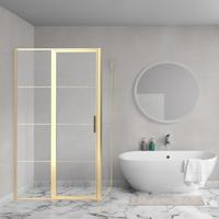 Aqua Vista BYT Edition front draaideur - 90x200cm - met vast deel - BRUSH YLW TITAN R-BYT-C90-FFF