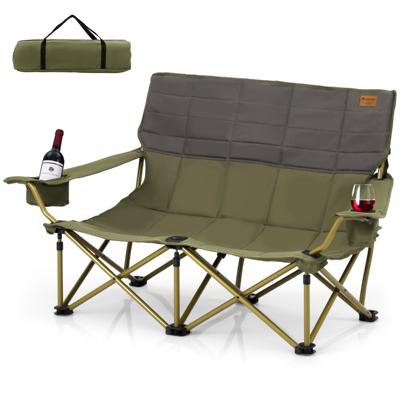 Oversized Campingstoel Opvouwbare Lounge Stoel met Bekerhouders Dikke Vulling 300 kg Capaciteit Stevige Dubbele Campingstoel voor Buitengebruik
