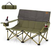 Oversized Campingstoel Opvouwbare Lounge Stoel met Bekerhouders Dikke Vulling 300 kg Capaciteit Stevige Dubbele Campingstoel voor Buitengebruik