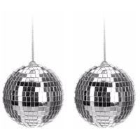 15x Zilveren discoballen/discobollen kerstballen 6 cm - Kerstbal - thumbnail