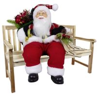 Kerstman beeld - H30 cm - rood - zittend - kerstpop   -