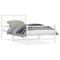 Bedframe met hoofd- en voeteneinde metaal wit 100x190 cm - thumbnail