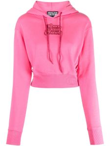 Versace Jeans Couture hoodie crop à logo brodé - Rose