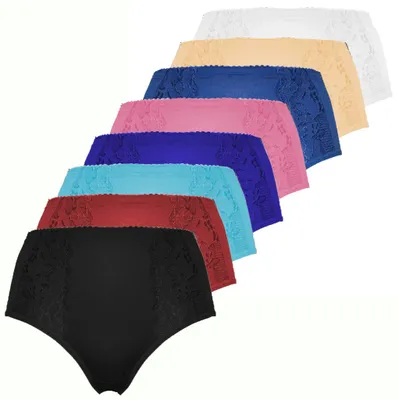 Fine Woman 9-pak dames slip kant - 9039 - Goedkope Multipack onderbroeken - Elastisch katoen