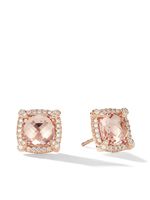 David Yurman puces d'oreilles Chatelaine en or rose 18ct serties de diamants et de morganite (8 mm)