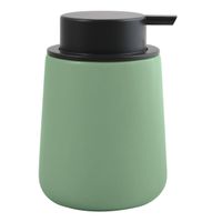 Zeeppompje/zeepdispenser Malmo - Keramiek - groen/zwart - 8,5 x 12 cm - 300 ml