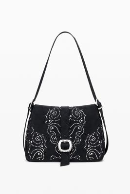 Kleine crossbody tas met leerlook en studs - BLACK - U