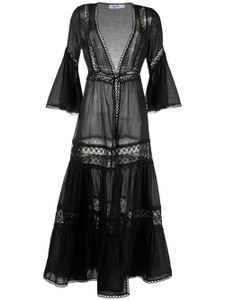 Charo Ruiz Ibiza robe longue brodée à col v - Noir