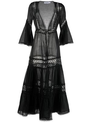 Charo Ruiz Ibiza robe longue brodée à col v - Noir