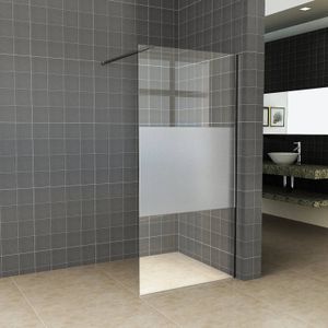 BWS Inloopdouche Pro Line Middenband 8mm Nano Coating Mat Zwart Profiel en Stang (ALLE MATEN)