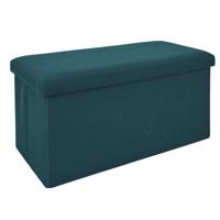 Poef/hocker opvouwbaar Atome - stof - opbergbox - petrol blauw - 2 persoons - 76 x 38 x 38 cm Poef/hocker opvouwbaar Atome - stof - opbergbox - petrol blauw - 2 persoons - 76 x 38 x 38 cm