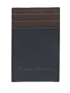 Giorgio Armani porte-cartes en cuir à logo imprimé - Bleu