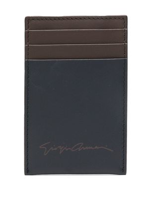 Giorgio Armani porte-cartes en cuir à logo imprimé - Bleu