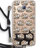 Slapende poes: Samsung Galaxy J3 (2016) Transparant Hoesje met koord