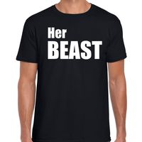 Her beast t-shirt zwart met witte letters voor heren