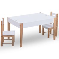 vidaXL 3-delige Kindertafel- en stoelenset krijtbord zwart en wit - thumbnail