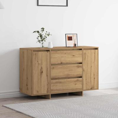 Dressoir artisanaal eikenkleurig 120 x 41 x 75 cm Bewerkt hout