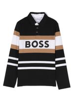 BOSS Kidswear polo rayé à logo poitrine brodé - Noir - thumbnail