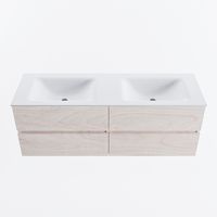 MONDIAZ VICA 140cm badmeubel onderkast Underlayment 4 lades. Wastafel CLOUD dubbel 2 kraangaten, kleur Talc.