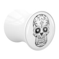 Double Flared Plug met Doodshoofddesign Acryl Tunnels & Plugs - thumbnail