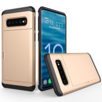 Schokbestendig robuuste Armor beschermende case voor Galaxy S10 PLUS, met kaartsleuf (goud)