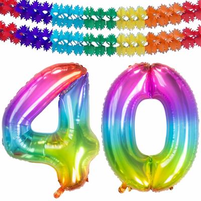 Folat Verjaardag Leeftijd folieballon - 40 jaar - multi kleuren - 86 cm - incl 2x slingers Folat Verjaardag Leeftijd folieballon - 40 jaar - multi kleuren - 86 cm - incl 2x slingers