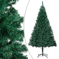 The Living Store Kerstboom Groen PVC - 210 cm - Met LED-verlichting en kerstballen - thumbnail