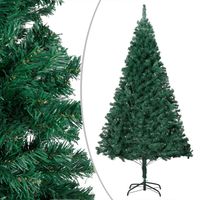 The Living Store Kerstboom Groen PVC - 210 cm - Met LED-verlichting en kerstballen