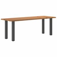 Eettafel met natuurlijke rand 220x80x74 cm massief eikenhout
