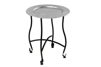 Side table MARRAKESH 50cm silver hammer stroke design afneembaar blad - 44347