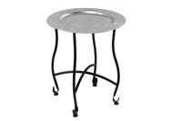 Side table MARRAKESH 50cm silver hammer stroke design afneembaar blad - 44347