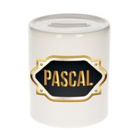 Naam cadeau spaarpot Pascal met gouden embleem