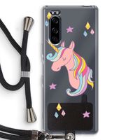Roze eenhoorn: Sony Xperia 5 Transparant Hoesje met koord