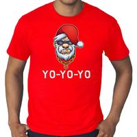 Grote maten Gangster / rapper Santa fout Kerstshirt / outfit rood voor heren