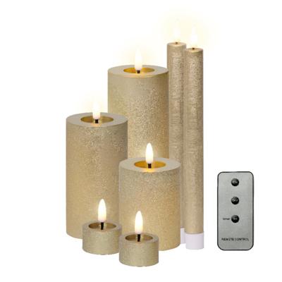 LED kaarsen set - 7-dlg - goud - dinerkaarsen/stompkaarsen/theelichten - afstandsbediening