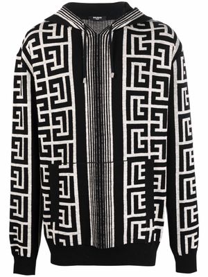 Balmain hoodie à motif monogrammé - Noir